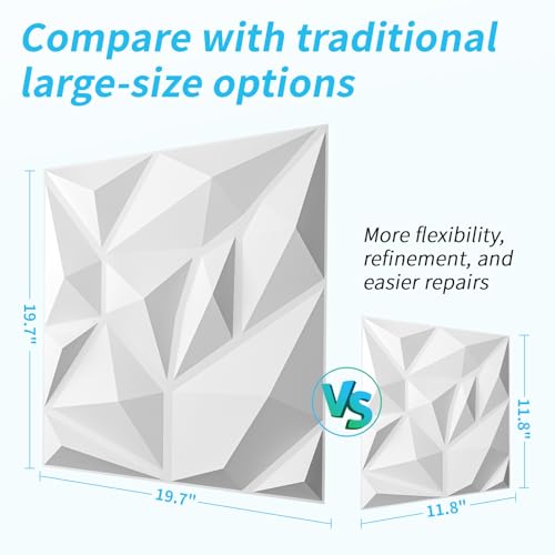 Art3d 20 Pack Decorative 3D Wall Panels for Interior Wall Decor Living Room, 11.8"x11.8" Cover 19 Sq.Feet White PVC Panels for Bedroom TV Background Gaming Room Decor - Image 3