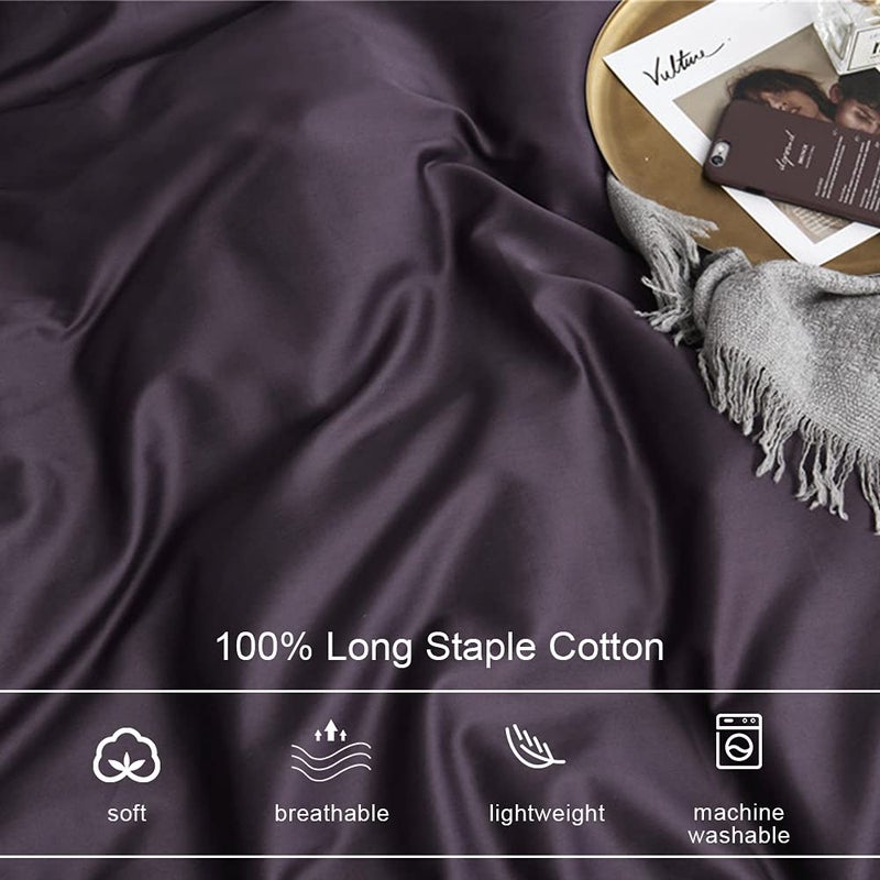 EAVD Modern Style Dark Purple Duvet Cover King Soft Cotton Reversible Purple Bedding with 2 Button Pillowcases Luxury Solid Color Dark Purple Comforter Set with Zipper Closure - Image 2