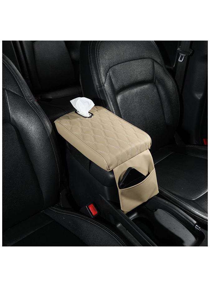 Generic Car Central Control Pad Leather Car Center Console Cover with Tissue Holder And Pockets - Image 1