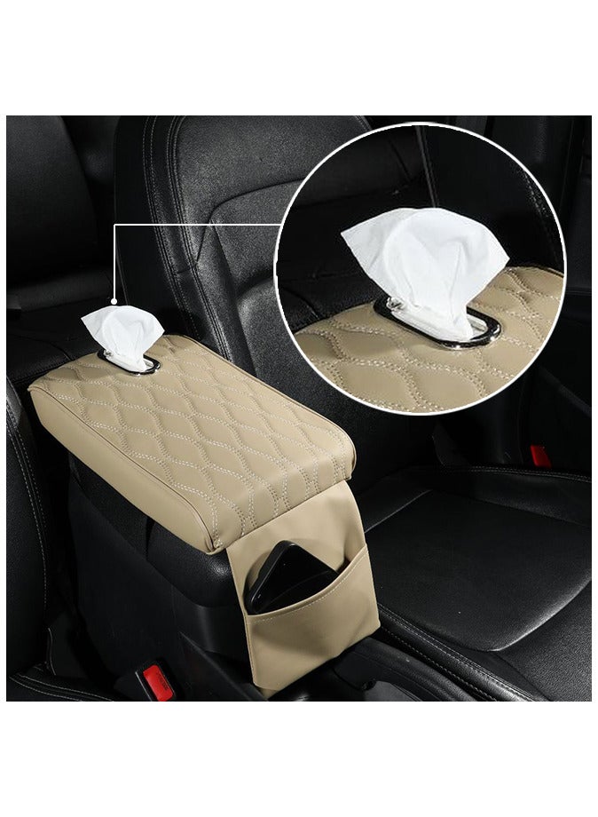 Generic Car Central Control Pad Leather Car Center Console Cover with Tissue Holder And Pockets - Image 2