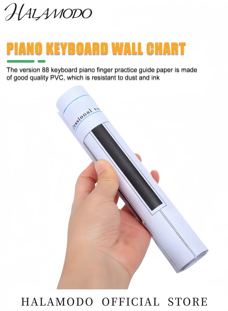 HALAMODO 88 Keys Piano Keyboard Fingering Practice Chart Portable Practice Comparison Chart Sheet Piano Teaching Guide Assistive Tool Simulated Piano Keyboard Chart for Beginners Students - Image 3