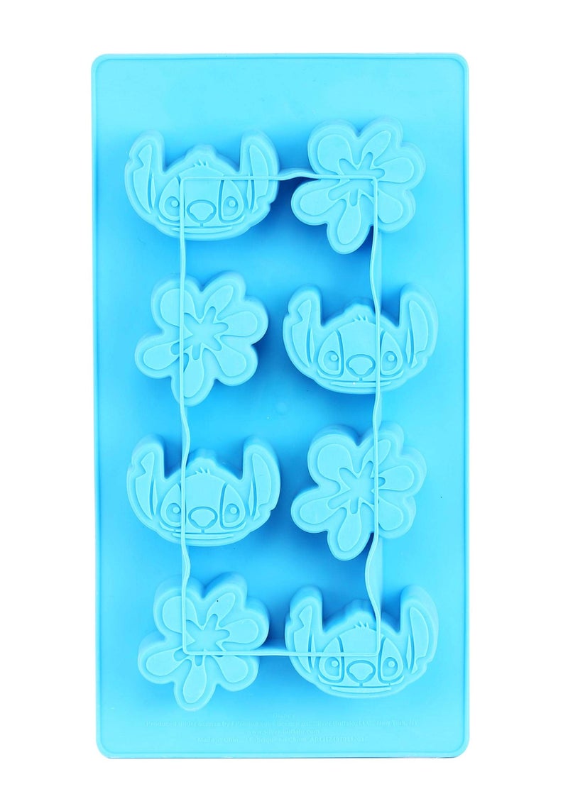 Silver Buffalo Disney Lilo and Stitch Ice Cube Tray Featuring Stitch and Tropical Flowers, Produces 8 Ice Cubes - Image 1