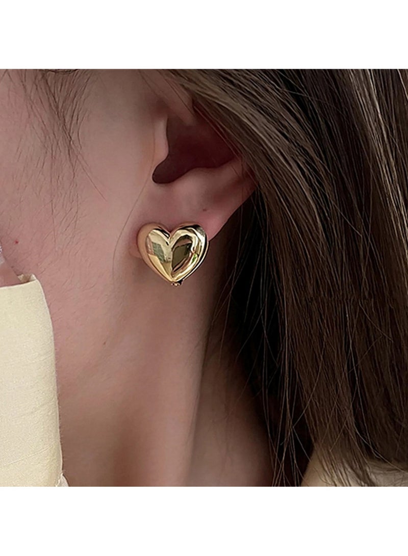 Huitich Gold-Tone CCB Half-Circle & Heart Earrings 3-Piece Set - Image 5