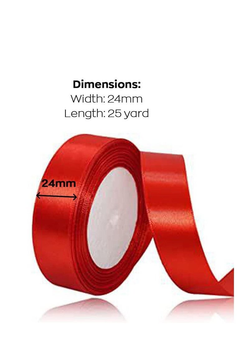 MARKQ Red Satin Ribbon, 24mm x 25yd Fabric Polyester Ribbon for Gift Wrapping, Party Favors, Wedding Decorations, Bow Making, Bouquets, Sewing Projects & Craft Supplies  - Image 2