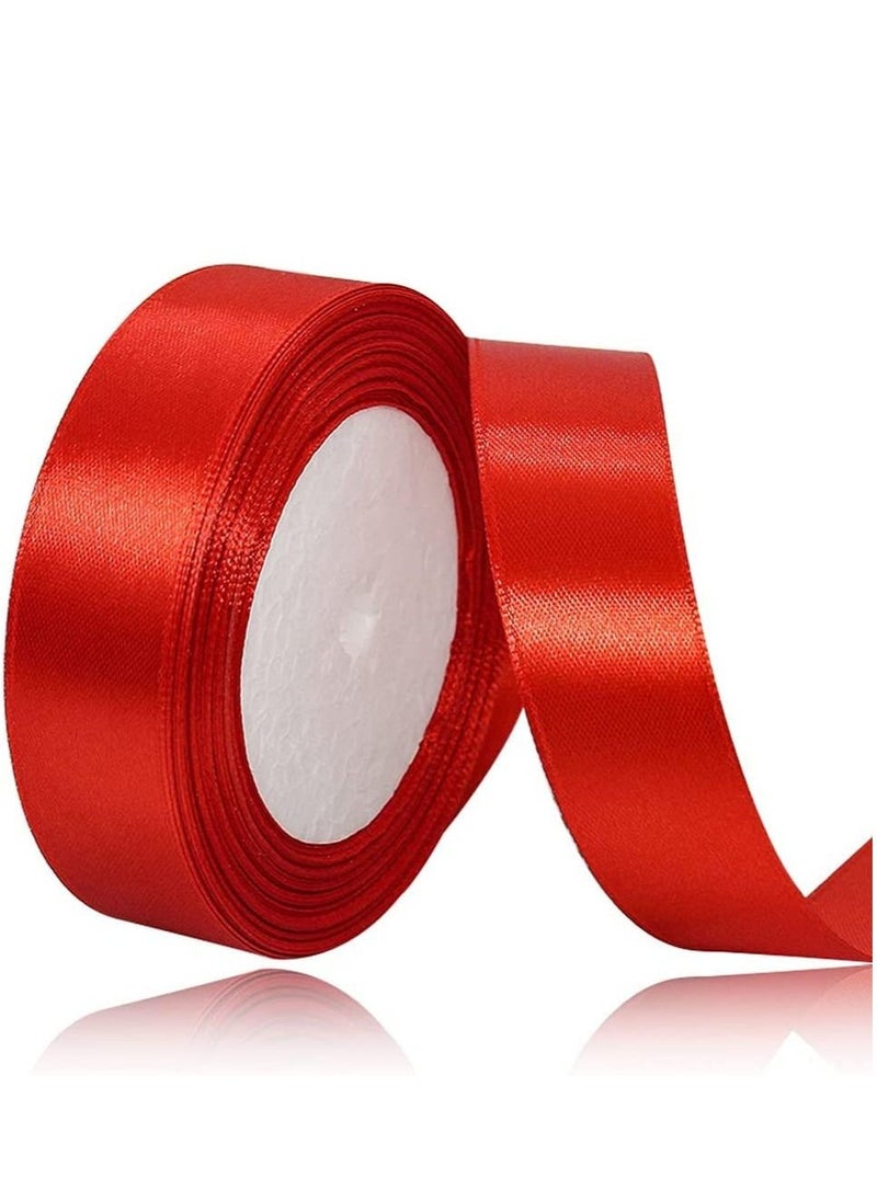MARKQ Red Satin Ribbon, 24mm x 25yd Fabric Polyester Ribbon for Gift Wrapping, Party Favors, Wedding Decorations, Bow Making, Bouquets, Sewing Projects & Craft Supplies  - Image 1
