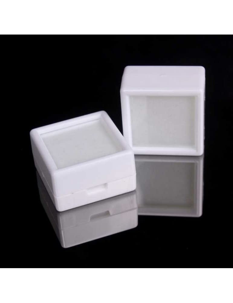Ssanvi Gemstone Box Jewelry Box For Display Gem Stone & Diamond Stone Display Coin storage and Display Box Top Glass (Size - 3 x 3 Cm White) (100) - Image 1