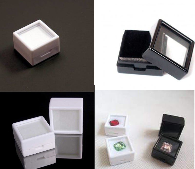 Ssanvi Gemstone Box Jewelry Box For Display Gem Stone & Diamond Stone Display Coin storage and Display Box Top Glass (Size - 3 x 3 Cm White) (100) - Image 5