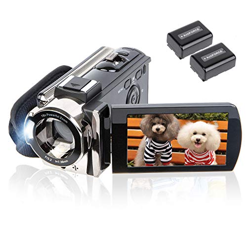 كاميرا فيديو كيكتيك كامكوردير كاميرا رقمية مسجل بدقة عالية 1080P 15FPS 24MP شاشة LCD 30 بوصة دوران 270 درجة زوم 16X مع بطاريتين 604s