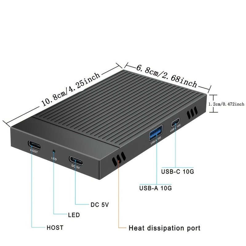 منصة توصيل 2 فتحات للأقراص الصلبة باللون الرمادي الداكن متوافقة مع M.2 PCIe NVMe SSD تدعم قراءة متزامنة لقرصي NVMe SSD - Image 2