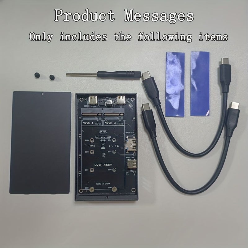منصة توصيل 2 فتحات للأقراص الصلبة باللون الرمادي الداكن متوافقة مع M.2 PCIe NVMe SSD تدعم قراءة متزامنة لقرصي NVMe SSD - Image 4