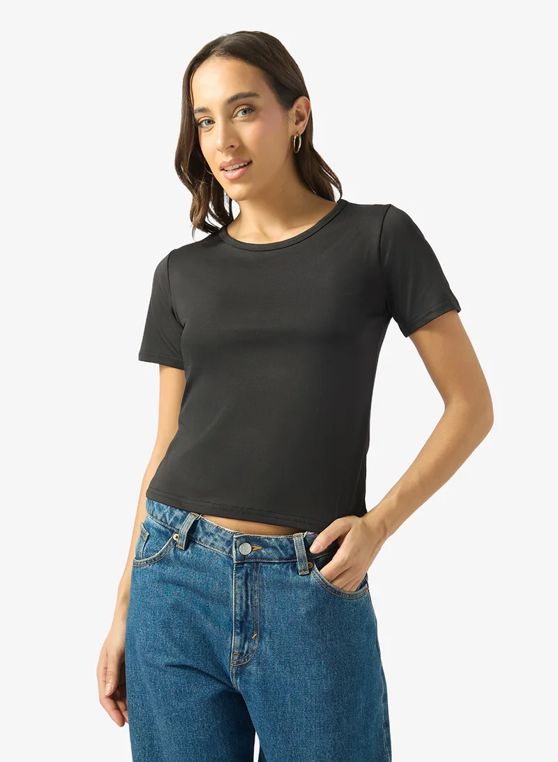 جينجر بيسيكس Soft Polyamide Crew Neck Top