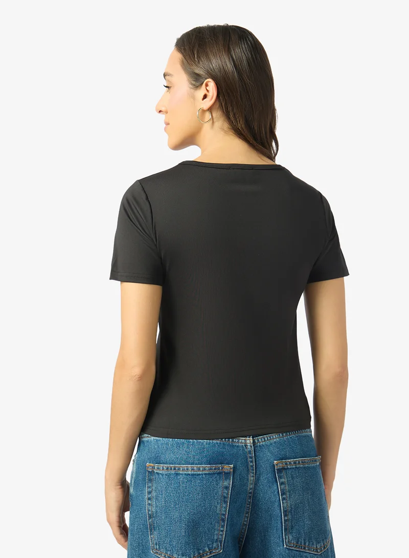 جينجر بيسيكس Soft Polyamide Crew Neck Top
