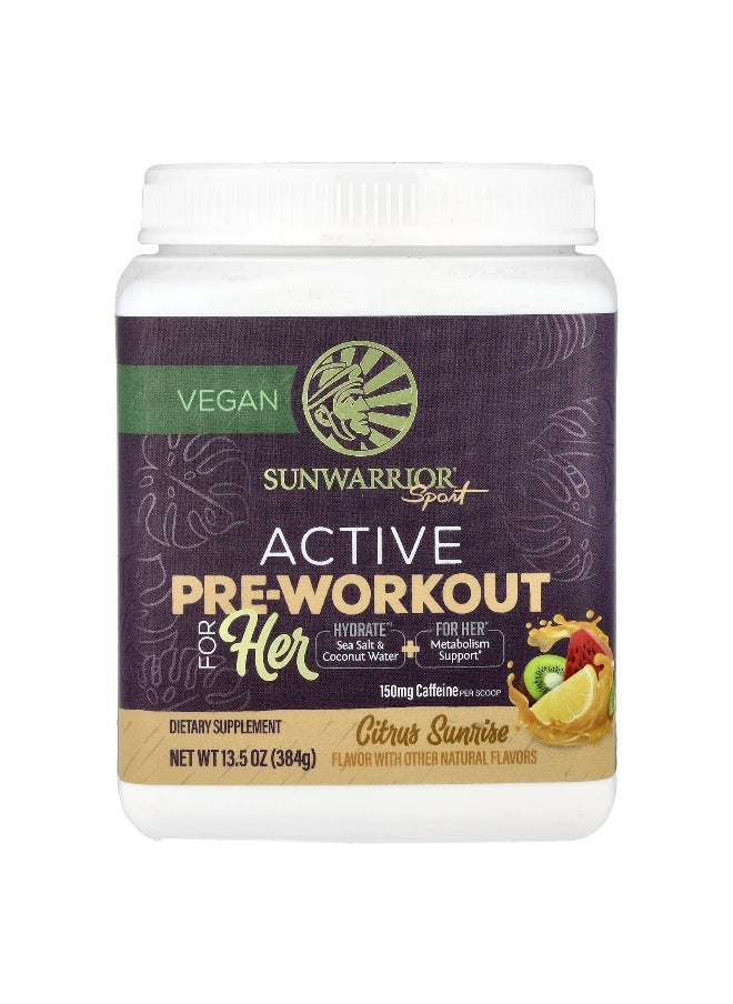 Sunwarrior - Sunwarrior, Sport, Active Pre-Workout For Her, Citrus Sunrise, 13.5 oz (384 g) - Image 1