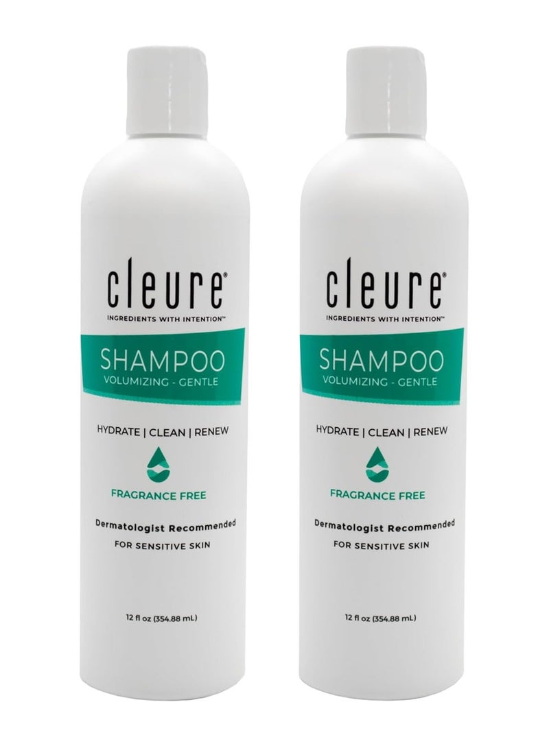 Cleure Cleure Hypoallergenic Volumizing Shampoo for Sensitive Skin - Fragrance Free, SLS Free & Paraben Free (12 oz, Pack of 2)  - Image 1