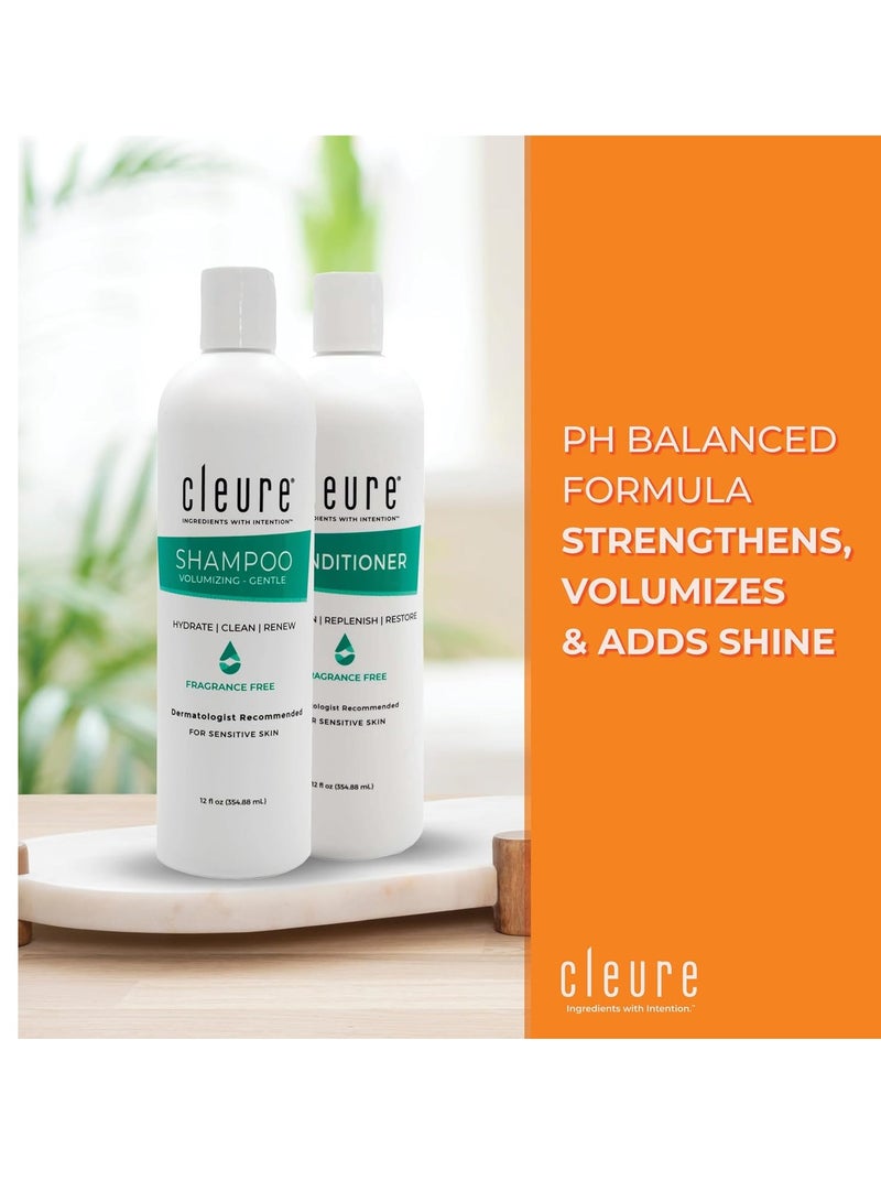 Cleure Cleure Hypoallergenic Volumizing Shampoo for Sensitive Skin - Fragrance Free, SLS Free & Paraben Free (12 oz, Pack of 2)  - Image 2