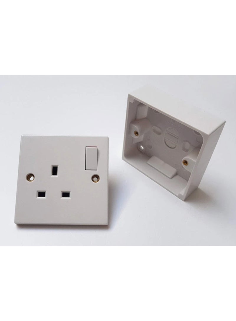 13A Single Socket with Back Box, UK Standard Wall Power Outlet, Durable PVC Housing, Easy Installation for Home, Office & Commercial Use, White Electrical Switch Socket with Mounting Box Included - Image 2