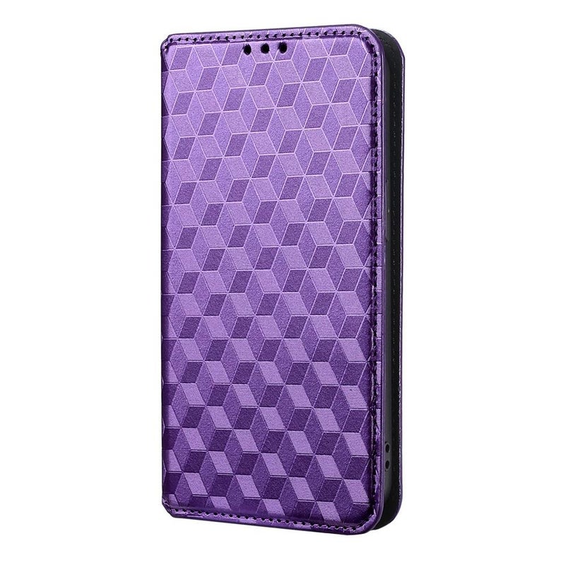 HuHa Case Cover For vivo S16 / S16 Pro / V27 Pro Cubic Grid Texture Flip Leather Phone Case(Purple) - Image 2