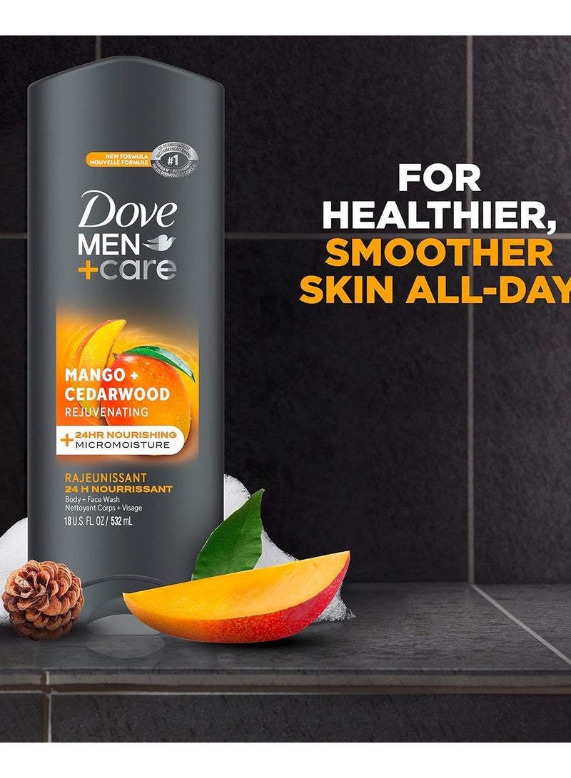 دوف من+كير غسول الجسم دوف مين + كير للرجال، مُجدد للبشرة برائحة المانجو وخشب الأرز، مع تقنية الترطيب الدقيق المغذي لمدة 24 ساعة، 532 مل - Image 1