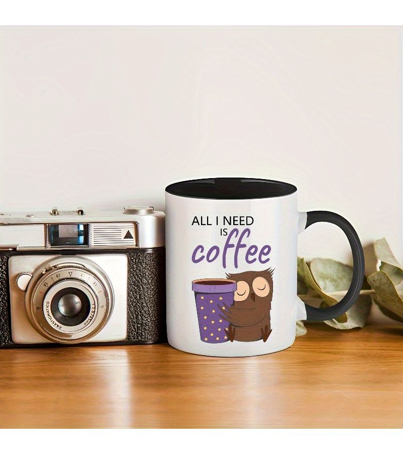 1pc Whimsywera Ceramic Coffee Mug With Owl Design White Insulated Reusable Cup For Hot And Cold Beverages Machine Washable Perfect For Daily Use And Gift Occasions - Image 5