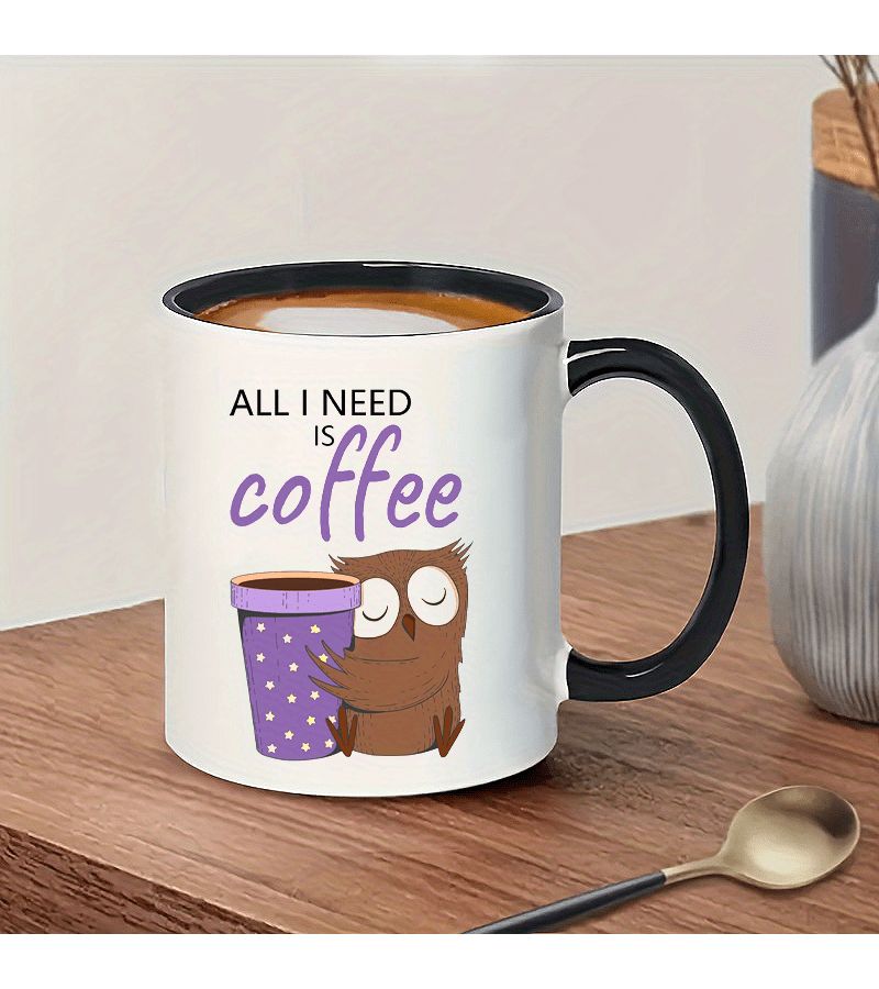 1pc Whimsywera Ceramic Coffee Mug With Owl Design White Insulated Reusable Cup For Hot And Cold Beverages Machine Washable Perfect For Daily Use And Gift Occasions - Image 2