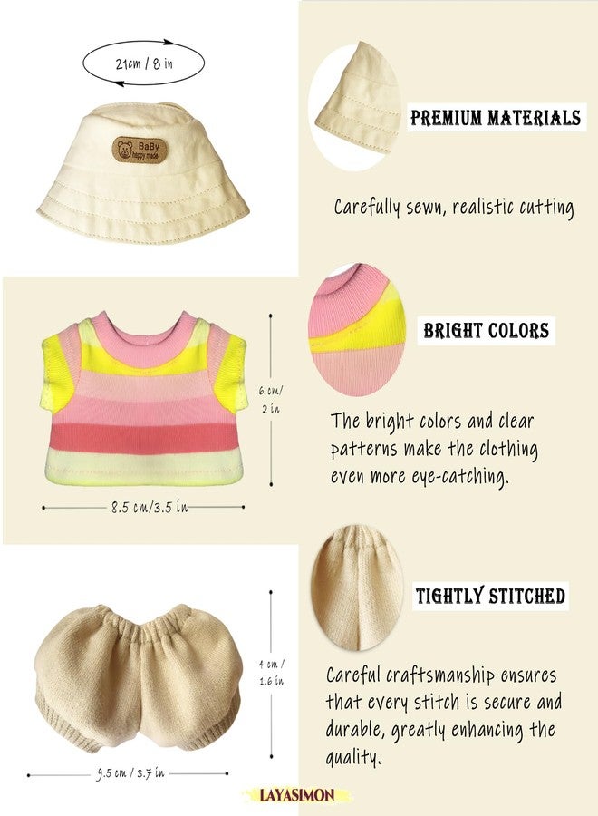 LAYASIMON Clothes for 6.7in/17cm Dolls (Without Dolls) Sets and Accessories,6PCS (Hat + Glasses + t-Shirt + Pants + Water Bottle + Shoes), Collectors and As Gifts. (Pink and Yellow Duplex) - Image 2