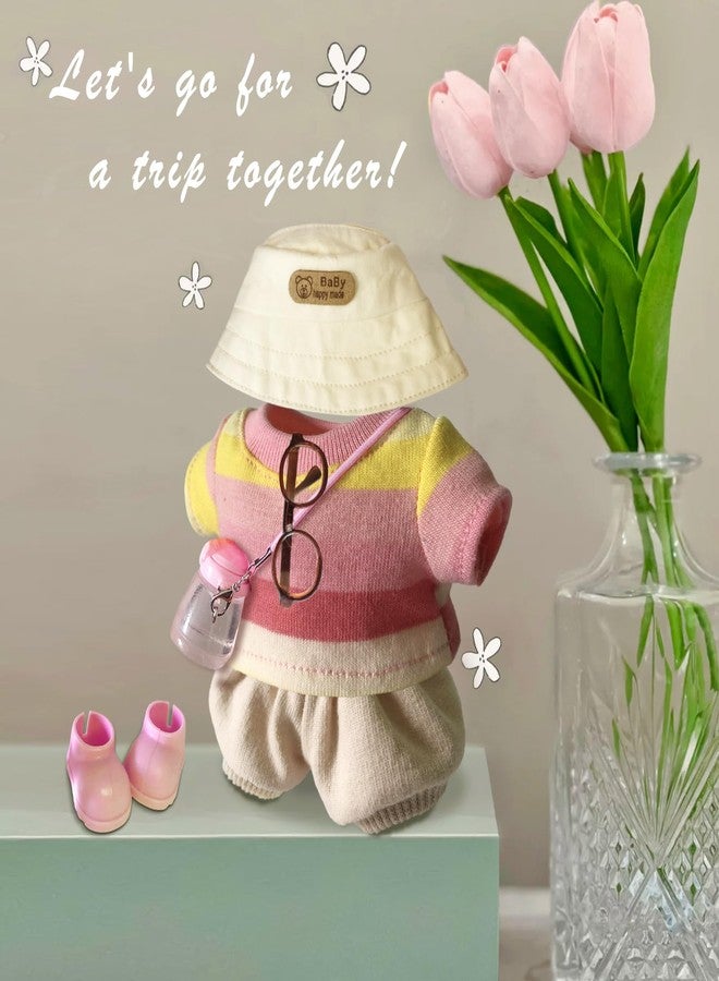 LAYASIMON Clothes for 6.7in/17cm Dolls (Without Dolls) Sets and Accessories,6PCS (Hat + Glasses + t-Shirt + Pants + Water Bottle + Shoes), Collectors and As Gifts. (Pink and Yellow Duplex) - Image 4