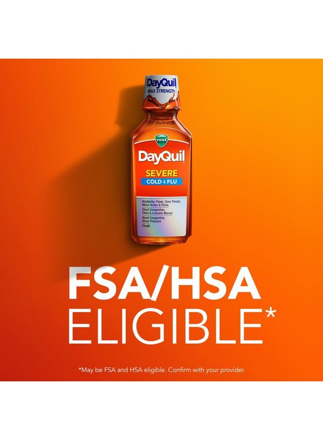 Vicks DayQuil Severe Cold & Flu Liquid Medicine, Daytime Relief for Headache, Fever, Sore Throat, Minor Aches & Pains, Chest Congestion, Stuffy Nose, Nasal Congestion, Sinus Pressure, & Cough, 2x12oz - Image 5