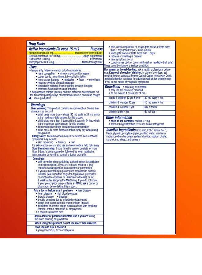 Vicks DayQuil Severe Cold & Flu Liquid Medicine, Daytime Relief for Headache, Fever, Sore Throat, Minor Aches & Pains, Chest Congestion, Stuffy Nose, Nasal Congestion, Sinus Pressure, & Cough, 2x12oz - Image 2