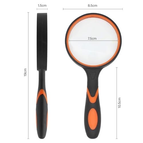 oddpod™ 8X Handheld Magnifying Glass with Large 75mm Lens & Non-Slip Soft Rubber Handle for Book Newspaper Reading, Insect and Hobby Observation, Classroom Science (Orange) - Image 3