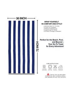 100% Cotton Beach Towel - Royal Blue and White Stripe, Soft, Absorbent, Lightweight, Quick-Drying Towel for Beach, Pool, Travel, and Outdoor Use, 36" x 72" - pzsku/ZA7631192636453C2F1CEZ/45/_/1734170752/310e1969-be70-4b6e-be32-76e952ba9385