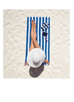 LuxHome 100% Cotton Beach Towel - Royal Blue and White Stripe, Soft, Absorbent, Lightweight, Quick-Drying Towel for Beach, Pool, Travel, and Outdoor Use, 36" x 72"  - Image 5