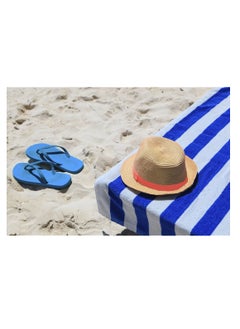 LuxHome 100% Cotton Beach Towel - Royal Blue and White Stripe, Soft, Absorbent, Lightweight, Quick-Drying Towel for Beach, Pool, Travel, and Outdoor Use, 36" x 72"  - Image 4