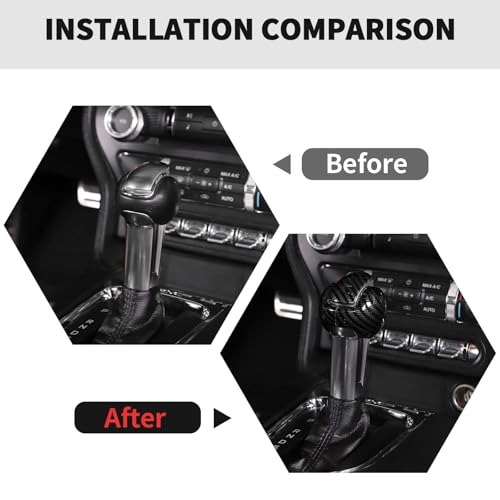 RT-TCZ RTTCZ Gear Shift Knob Cover Trim Interior Accessories for Ford Mustang 20152024 3PCS Carbon Fiber - Image 3
