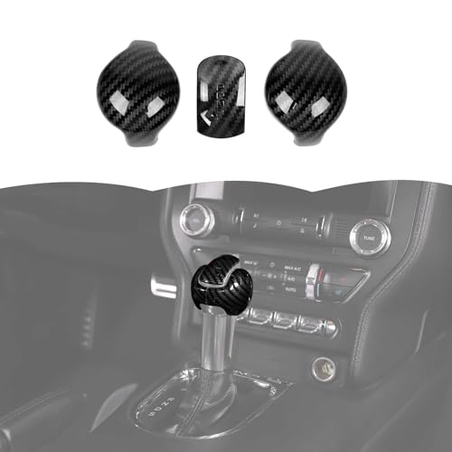 RT-TCZ RTTCZ Gear Shift Knob Cover Trim Interior Accessories for Ford Mustang 20152024 3PCS Carbon Fiber - Image 1