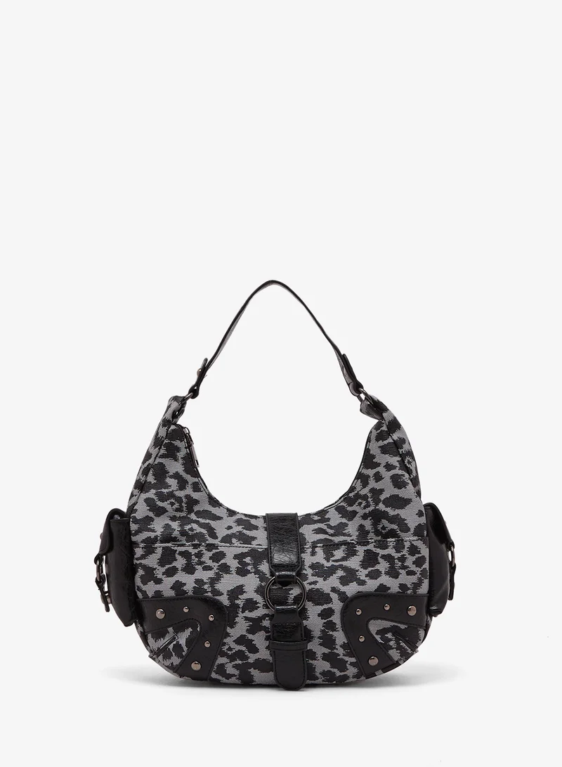 Ginger Animal Print Buckle Detail Handbag