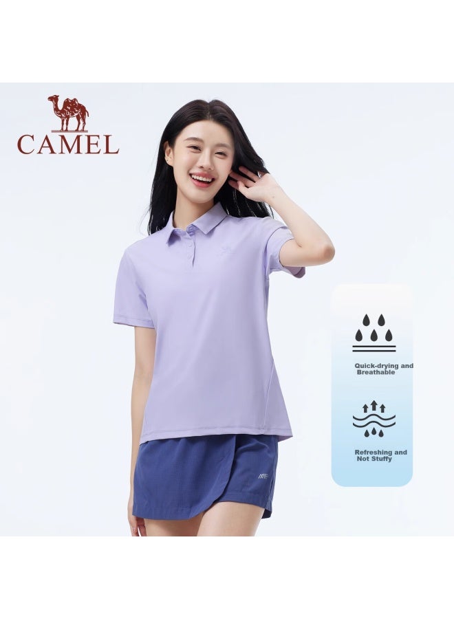 Camel Outdoor Quick-Dry T-Shirt Short Sleeve Turn-Down Collar Ice-Cool Wrinkle-Resistant Breathable Sweat-Absorbing Sports Sunscreen Top A25Bz01059 - Image 2