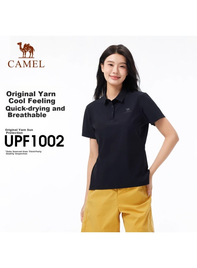 Camel Outdoor Quick-Dry T-Shirt Short Sleeve Turn-Down Collar Ice-Cool Wrinkle-Resistant Breathable Sweat-Absorbing Sports Sunscreen Top A25Bz01059 - Image 3