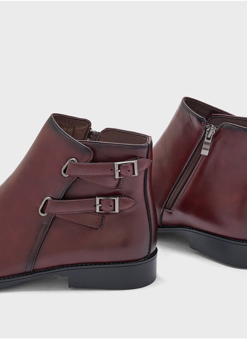 Robert Wood Buckle Detail Formal Pull On Boots  - Image 4