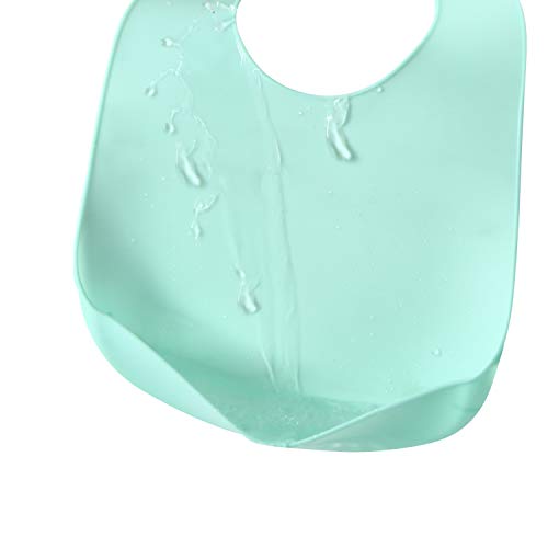 PandaEar 3 Pack Waterproof Silicone Baby Bibs| Super Thin Light Weight Feeding Bib with Food Catcher Pocket for Toddler (Blue/Purple/Grey) - Image 4