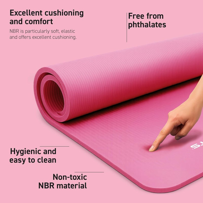 MSPORTS Yoga Mat Premium Non Slip Thick – Extra Comfortable Exercise Mat for Home Workouts, Pilates, Stretching & Gym – Cushioned NBR Foam, Gym Mat with Strap, for Women & Men - Image 2