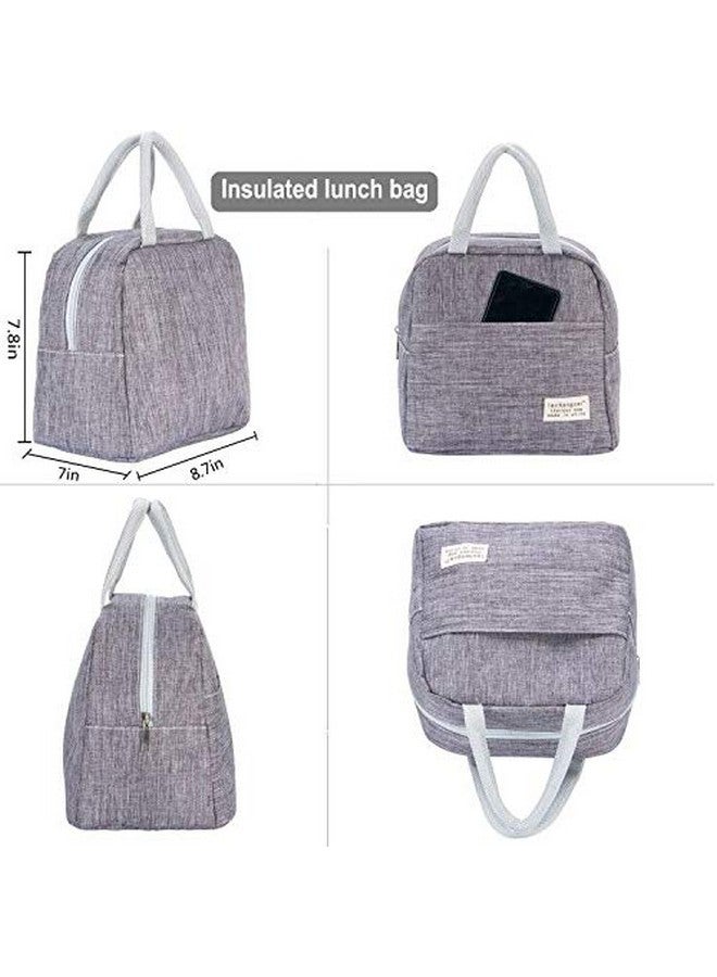 MINI LOP Small Lunch Bags For Women And Men Kids Insulated Cooler Lunch Tote Bag Reusable Lunch Box Kids For Back To School, Work, Office(Grey) - Image 3