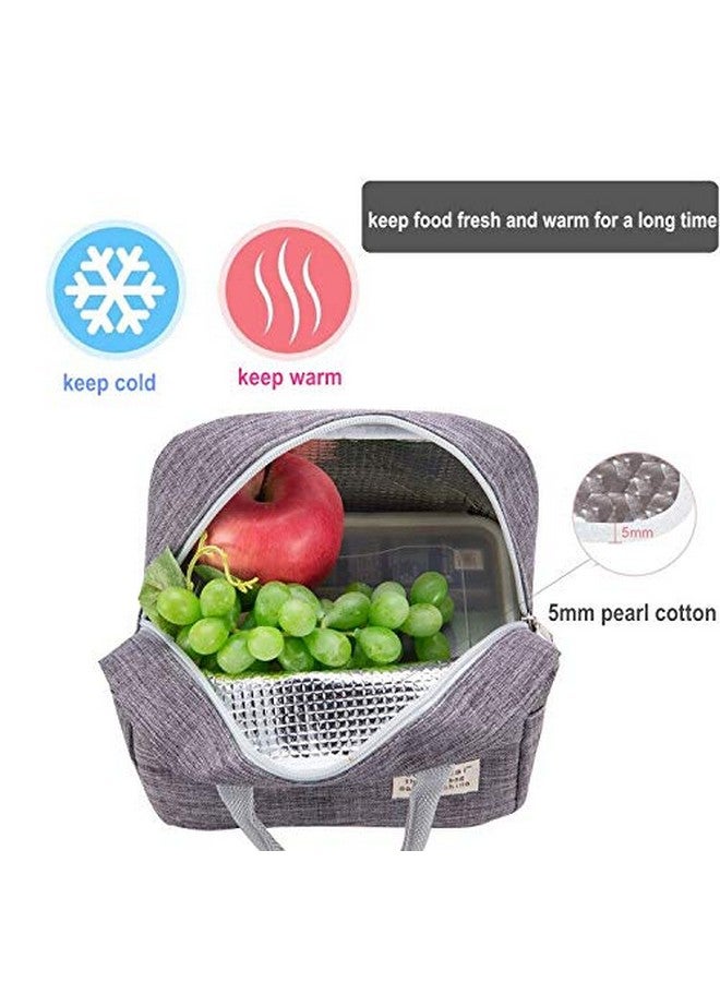MINI LOP Small Lunch Bags For Women And Men Kids Insulated Cooler Lunch Tote Bag Reusable Lunch Box Kids For Back To School, Work, Office(Grey) - Image 2