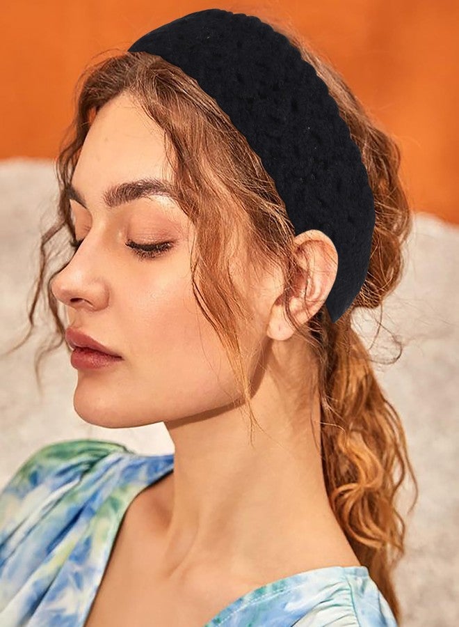 HAIMEIKANG Hippie Hair Bandana Headbands for Women Boho Headband Knit Hair Bands Floral Head Wrap for Women and Girls(Black+Beige+Coffee) - Image 5