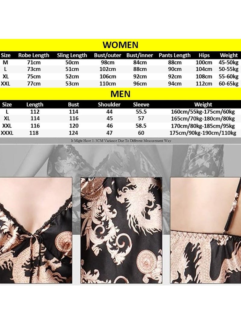 MARGOUN Bathrobe Men's Large Bath Robe Dressing Gown Comfortable Sleepwear Silk Lovers Long Special Style Sleeves Nightgown Dressing Gown Dragon Pattern Red - Image 5