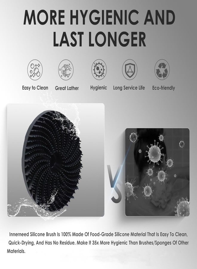 INNERNEED Food-Grade Silicone Body Scrubber Bath Shower Cleansing Brush, Gentle Exfoliating and Massaging, Nice Foaming, More Hygienic and Last Longer (Black) - Image 3