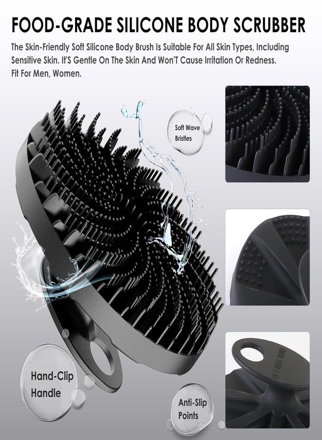 INNERNEED Food-Grade Silicone Body Scrubber Bath Shower Cleansing Brush, Gentle Exfoliating and Massaging, Nice Foaming, More Hygienic and Last Longer (Black) - Image 2