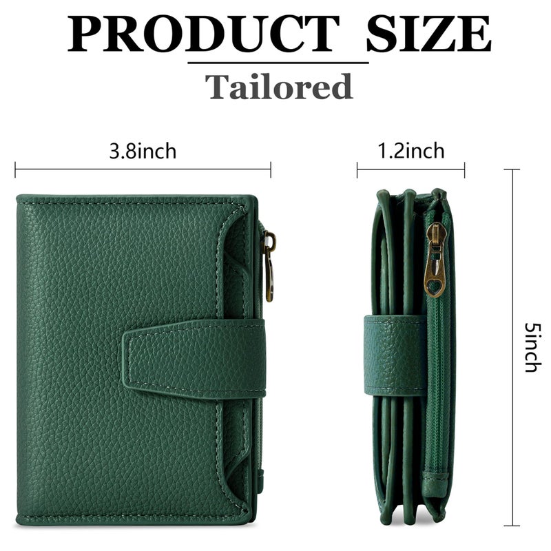 Airkit Small Wallet Women RFID Blocking Soft Leather Bifold Compact Card Holder Wallet for Women with Zipper Coin Pocket 4 ID Window - Image 3