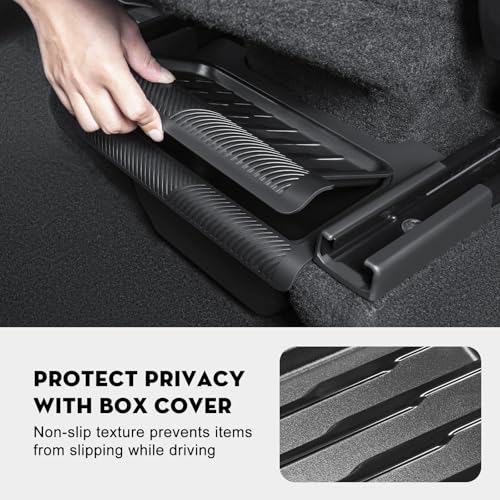 KUNIST 2026 New Model Y Juniper Backseat Trash Can Organizer TPE Storage Box with Anti-Slip Lid Cover Underseat Storage Tray for 2025-2026 Tesla Model Y Juniper Accessories - Image 5
