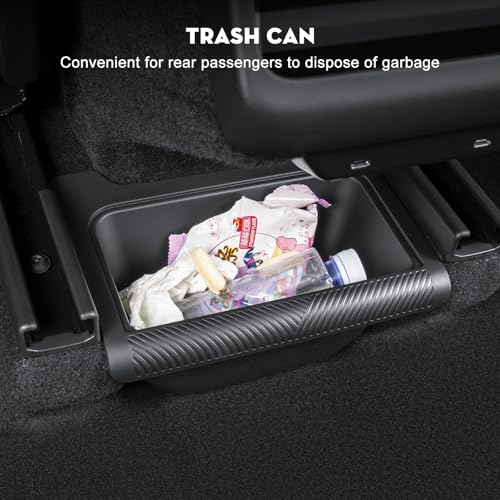 KUNIST 2026 New Model Y Juniper Backseat Trash Can Organizer TPE Storage Box with Anti-Slip Lid Cover Underseat Storage Tray for 2025-2026 Tesla Model Y Juniper Accessories - Image 4
