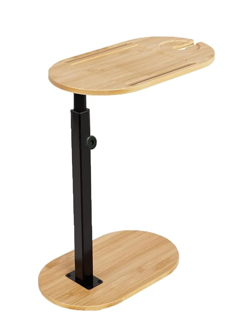 Generic 2 layer bamboo bathtub tray table, adjustable height bathroom storage rack, independent portable bathtub tray, suitable for home bathrooms.  - Image 1